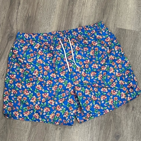 Polo Ralph Lauren 2XLT Tall Navy Paisley Floral Lined Horse Logo Swim Trunks - Picture 1 of 13